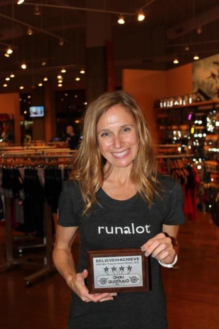 Yesterday, Laura received her Charlotte Running Club 1,000 mile award.